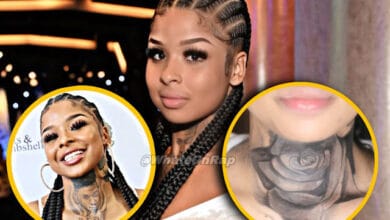 Christian Rock Holds Back Tears as She Covers Up Blueface Neck Tattoo With a Rose Tatto| WhatsOnRap Chrisean Rock