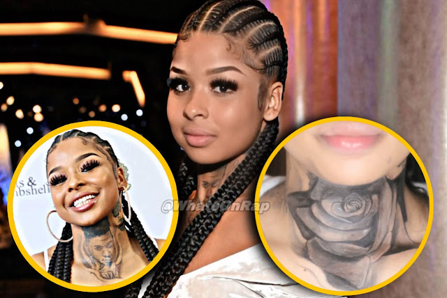 Christian Rock Holds Back Tears as She Covers Up Blueface Neck Tattoo With a Rose Tatto| WhatsOnRap Chrisean Rock