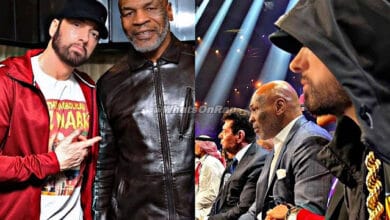 Eminem & Mike Tyson Share Hilarious Conversation During Fury & Ngannou Fight - WhatsOnRap Eminem Gets a Lesson on the