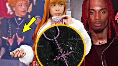 Ice Spice threw up Satanic symbols while wearing a Playboi Carti-gifted Opium chain at Super Bowl LVIII Ice Spice
