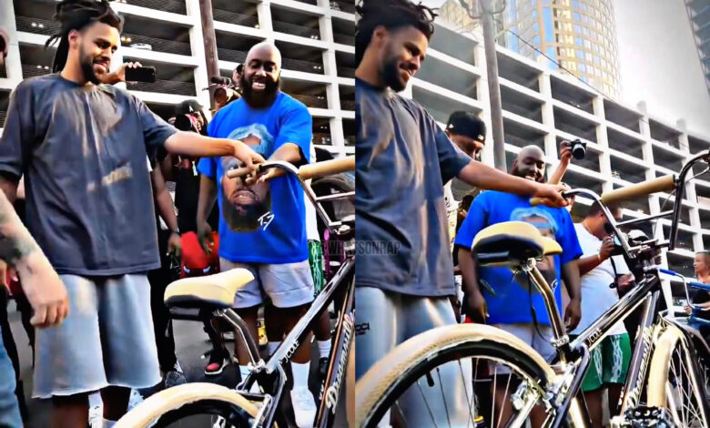 J. Cole Gets Custom Dreamville Bike from Trae Tha Truth at Houston