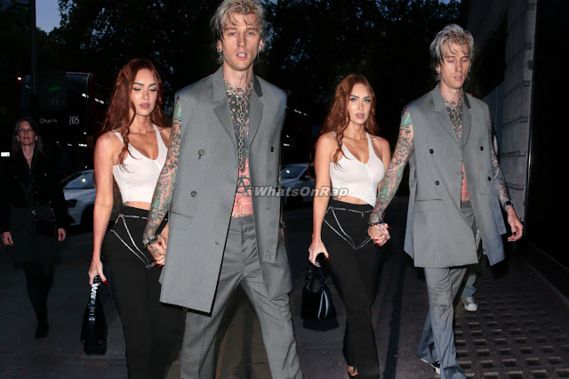 Megan Fox and Machine Gun Kelly at The Bomb Factory event in London, radiating confidence and togetherness.