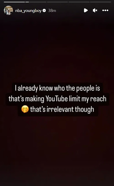 NBA YoungBoy Claims He Knows Who’s Limiting His Reach On YouTube