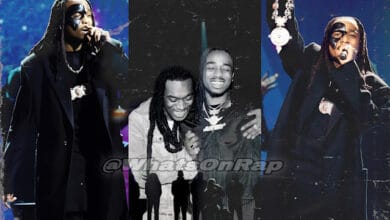 Quavo Holds Up Takeoff's Chain as He Pay Tribute to Late Rapper at 2023 Grammys - WhatsOnRap Quavo pays tribute to takeoff