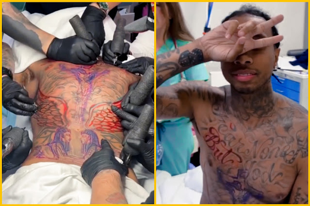 Tyga Gets Inked: Anesthetic-Induced Tattooing Marathon