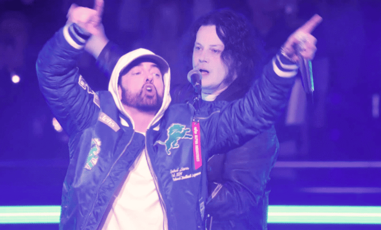 Eminem Makes Surprise Appearance at Lions Thanksgiving Halftime Show with Jack White | Detroit Icons Unite.