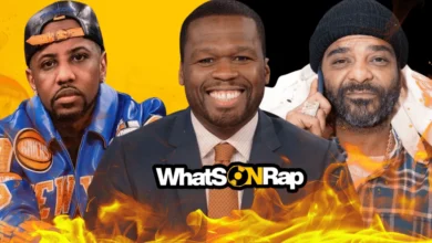 Lets Rap About It podcast crew Fabolous Maino Jim Jones and Dave East performing Squatters Rights freestyle