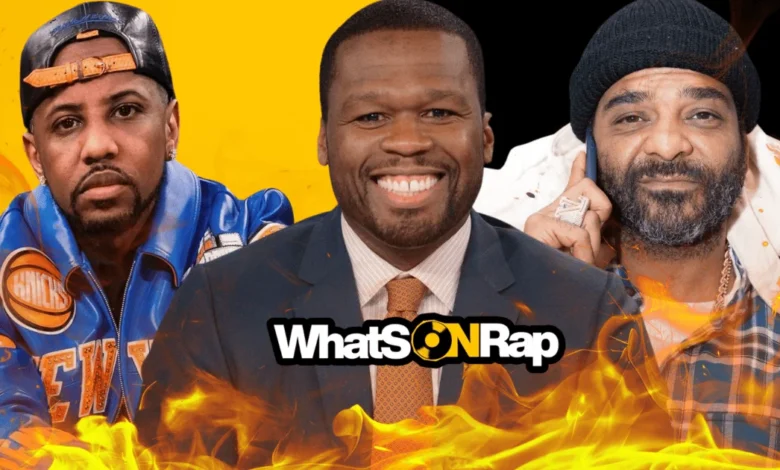 Lets Rap About It podcast crew explosively claps back at 50 Cent with a savage diss using 4 of his biggest hits Lets Rap About It podcast crew Fabolous Maino Jim Jones and Dave East performing Squatters Rights freestyle